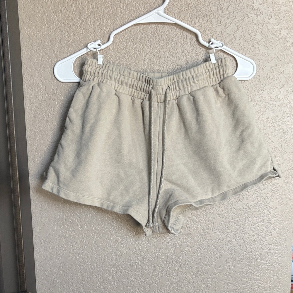 H&M Beige Cotton Drawstring Shorts